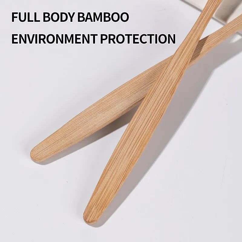 Single Cowhide Wrapped Bamboo Toothbrush.