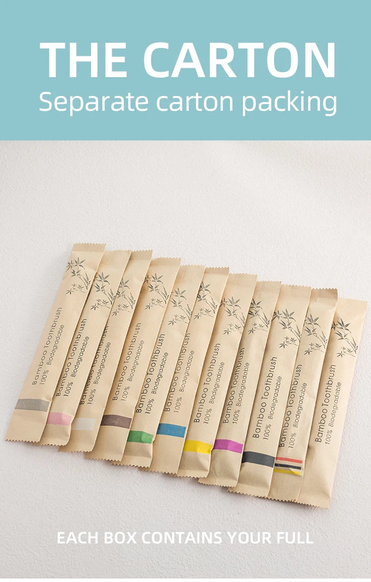 Single Cowhide Wrapped Bamboo Toothbrush.