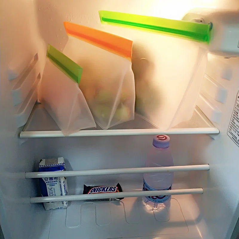Reusable Silicone Food Bag Freezer Stand  Ziplock Bag