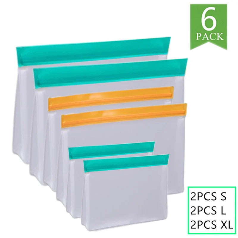 Reusable Silicone Food Bag Freezer Stand  Ziplock Bag