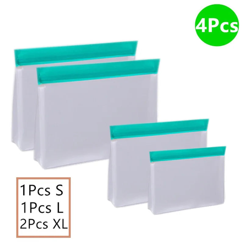 Reusable Silicone Food Bag Freezer Stand  Ziplock Bag