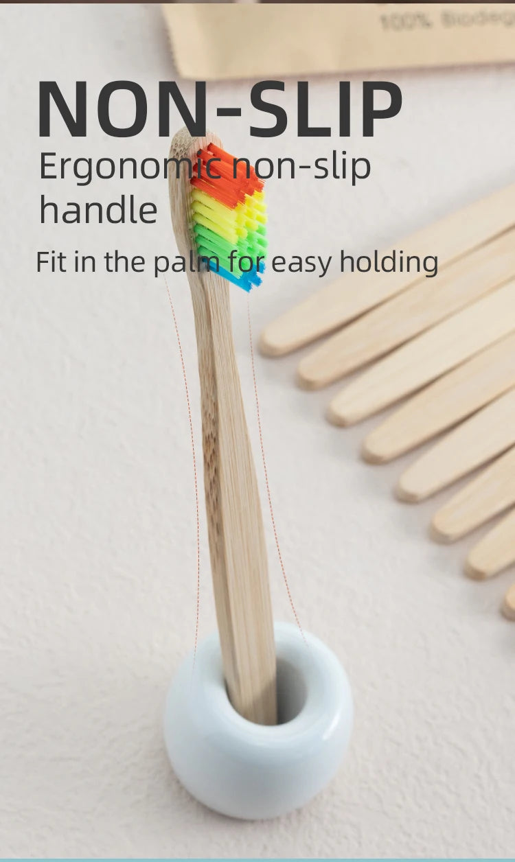 Single Cowhide Wrapped Bamboo Toothbrush.