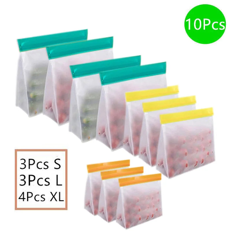 Reusable Silicone Food Bag Freezer Stand  Ziplock Bag