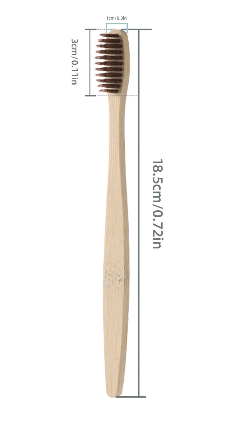 Single Cowhide Wrapped Bamboo Toothbrush.