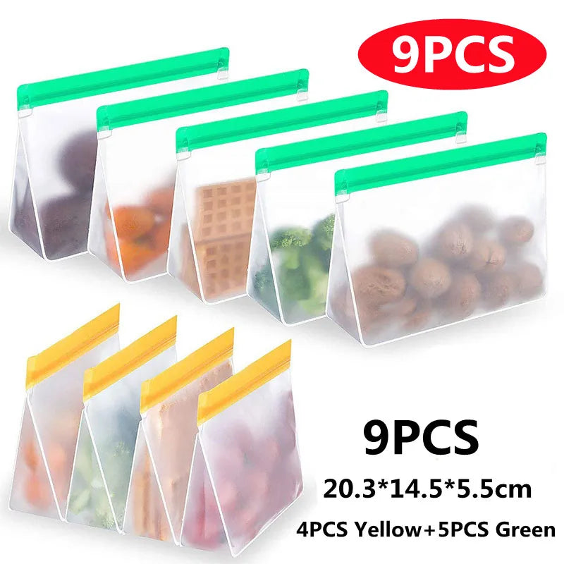 Reusable Silicone Food Bag Freezer Stand  Ziplock Bag