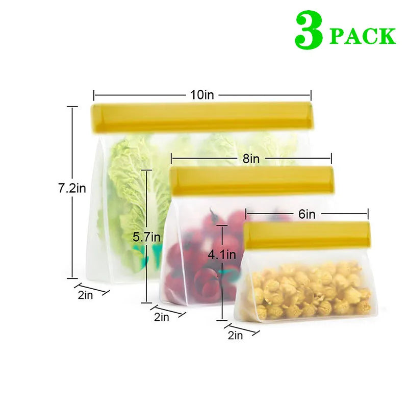 Reusable Silicone Food Bag Freezer Stand  Ziplock Bag