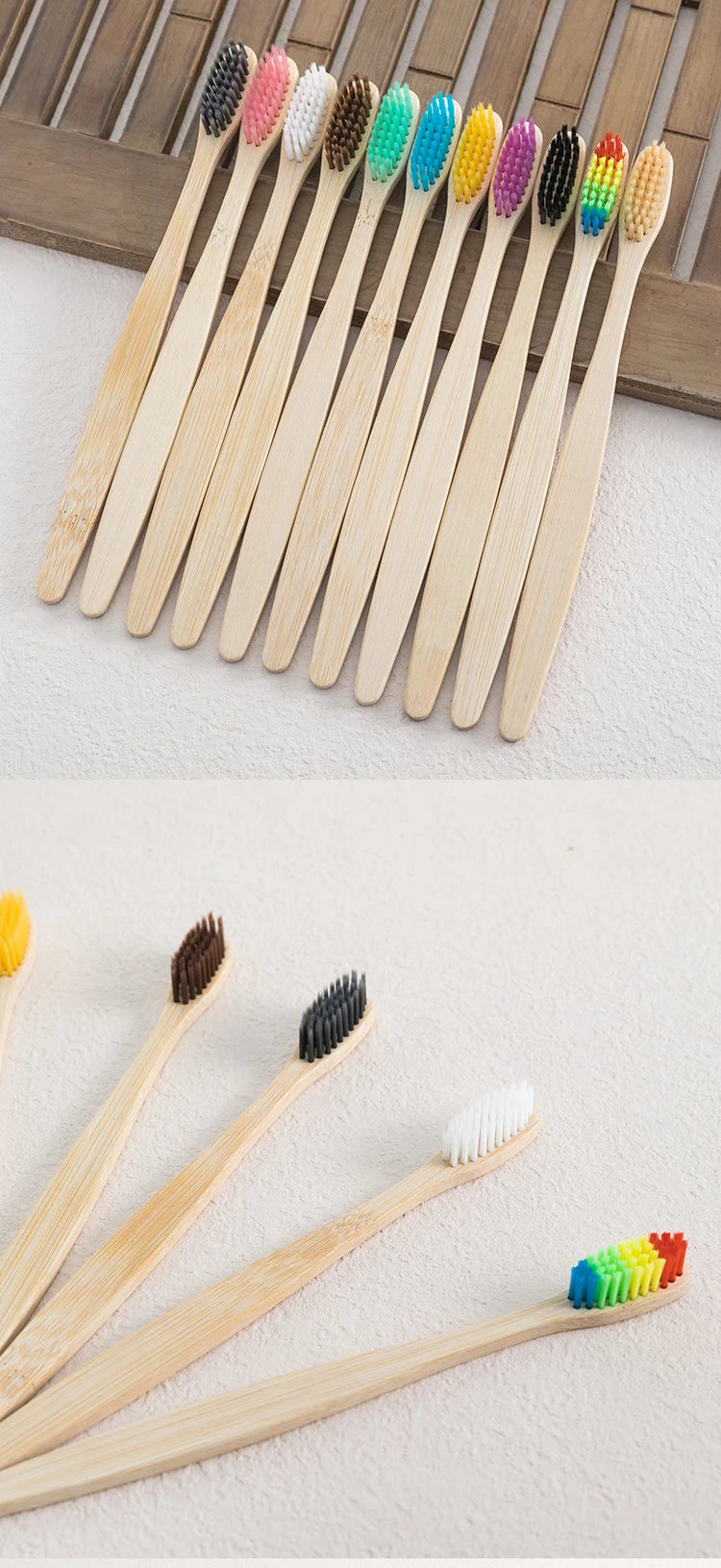 Single Cowhide Wrapped Bamboo Toothbrush.