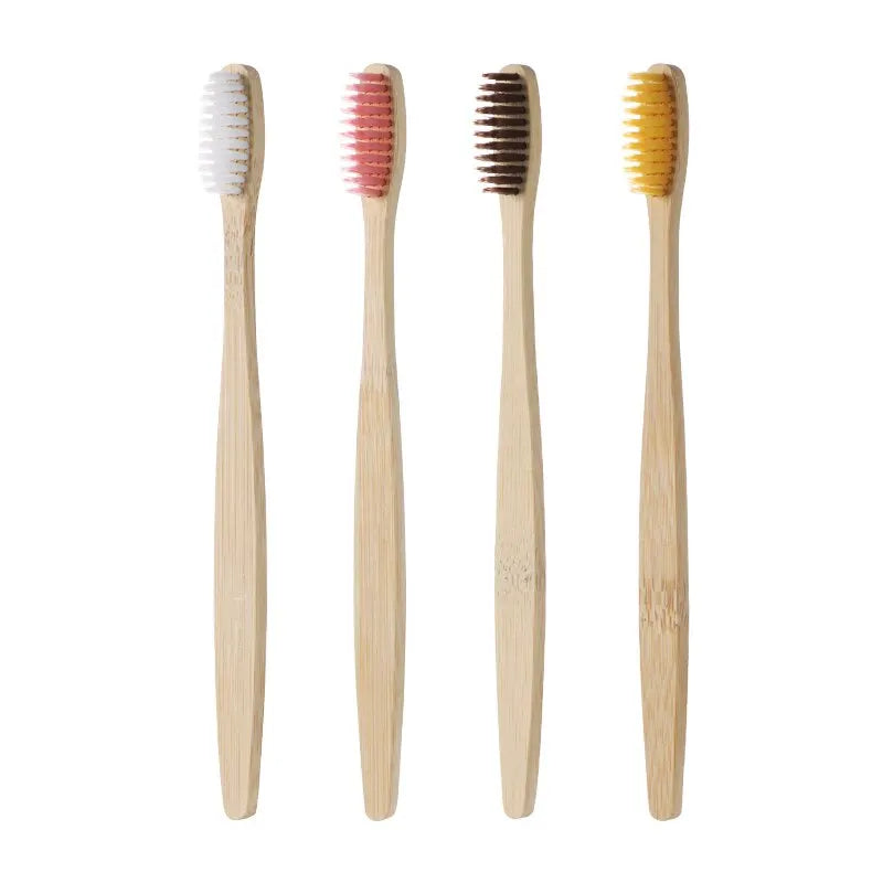 Single Cowhide Wrapped Bamboo Toothbrush.