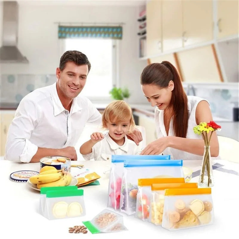 Reusable Silicone Food Bag Freezer Stand  Ziplock Bag