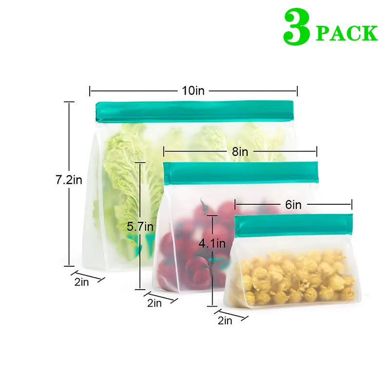 Reusable Silicone Food Bag Freezer Stand  Ziplock Bag