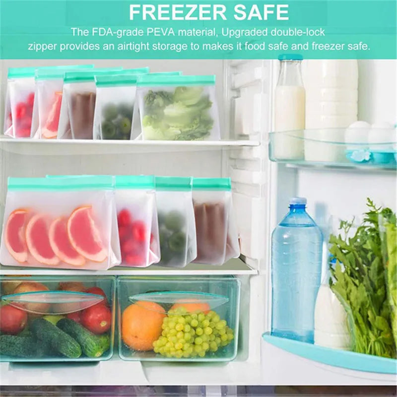 Reusable Silicone Food Bag Freezer Stand  Ziplock Bag