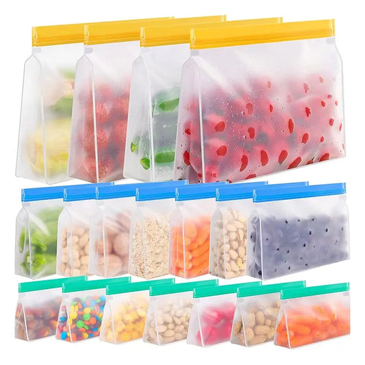 Reusable Silicone Food Bag Freezer Stand  Ziplock Bag