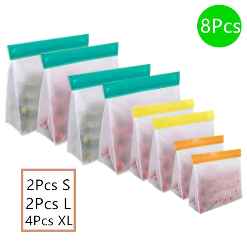 Reusable Silicone Food Bag Freezer Stand  Ziplock Bag